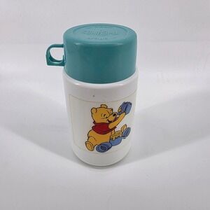 Vintage Thermos Winnie the Pooh Insulated Food Jar Teal Cap White